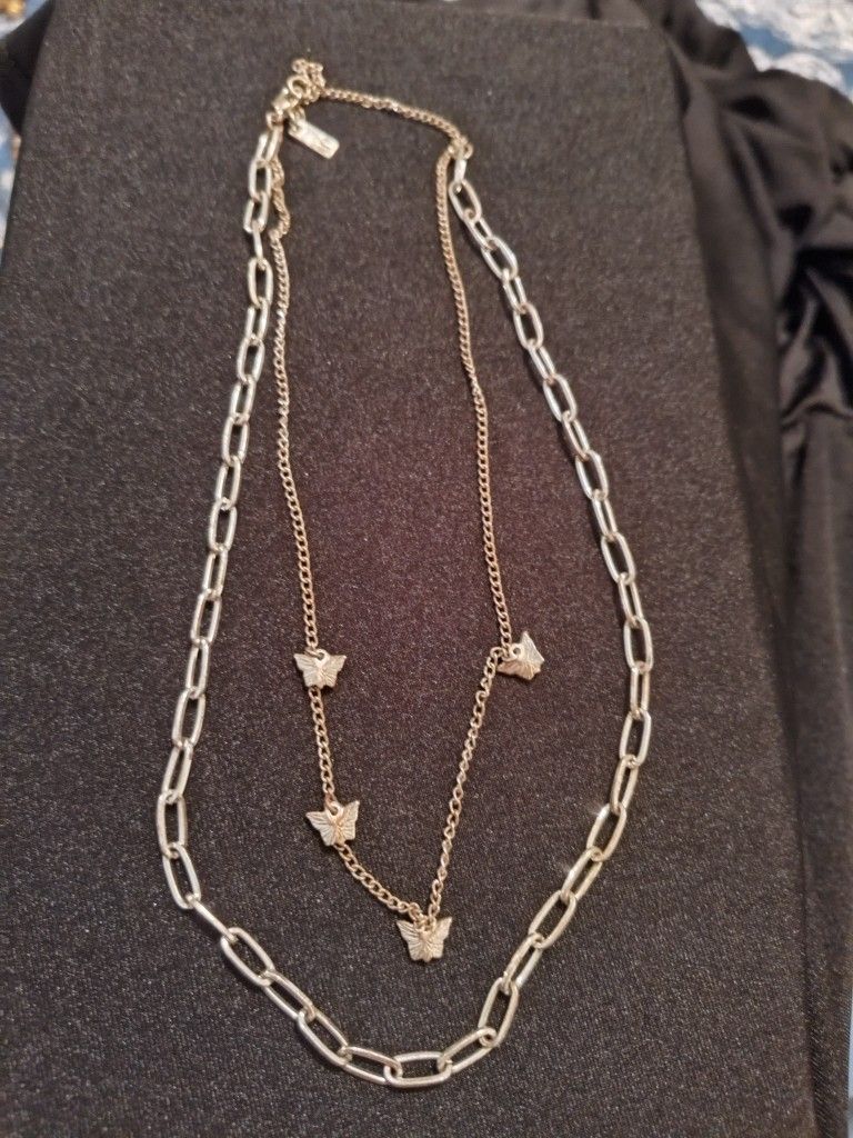 Vintage Two Tier Butterfly Necklace