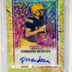 Fernando Mendoza Ultra Rare Autographed RC Leaf Vivid Yellow Shimmer  1/1