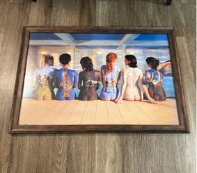 Pink floyd art in wooden frame - professionally framed - 39.25x27.25