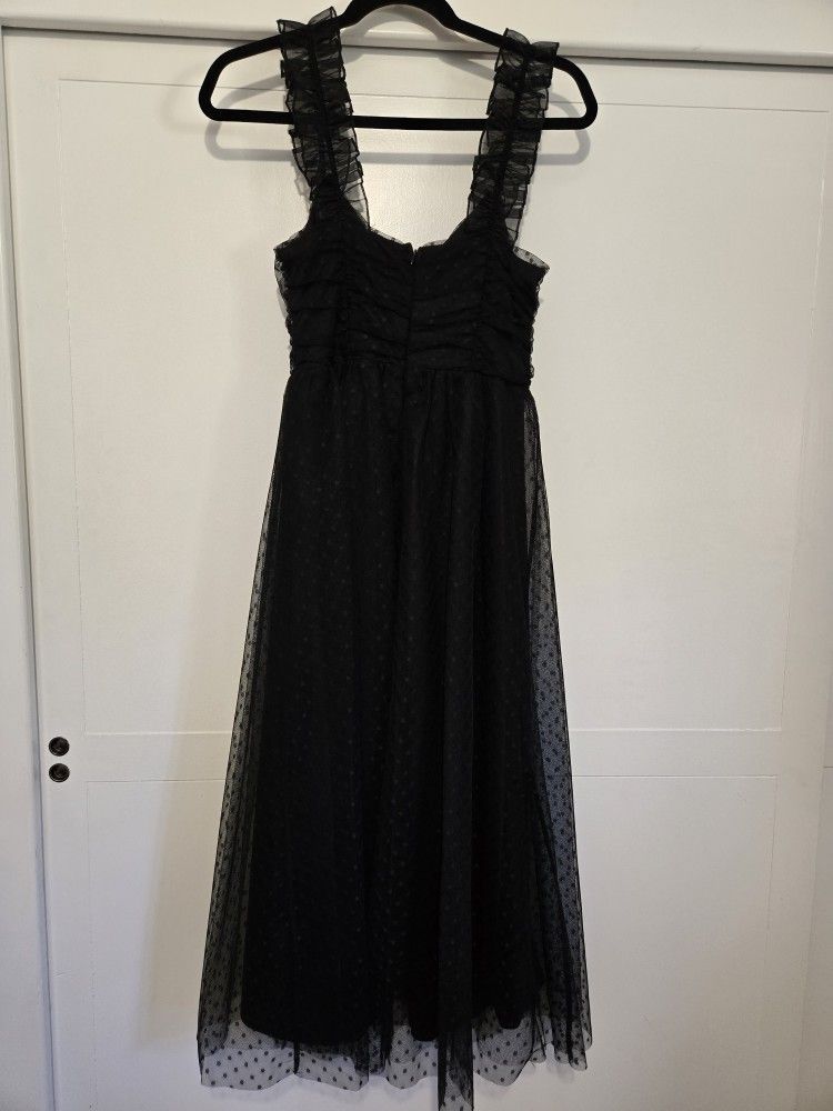 Lulus Black Swiss DotRushed Tulle Midi