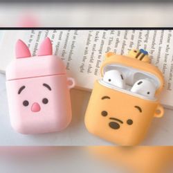 Winnie The Pooh, Piglet, And Smiley Face, Very Cute Bluetooth Airpod Cases