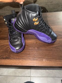 Air Jordan 12 Black Purple Gold Sneakers