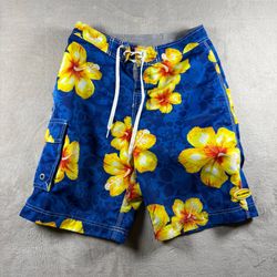 Y2K Billabong Men's Size 28 Blue Board Shorts Skulls AOP Drawstring Rare #3D