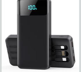 Power Bank Portable Charger 40800 mAh Built in Cables 25w Fast Charging 5 Outputs
