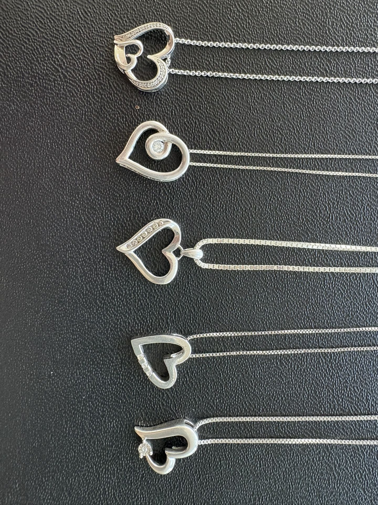 5 Sterling Silver Heart Diamond Pendant/necklaces