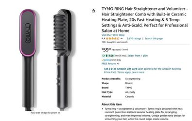 Tymo Ring Hair Straightener and Volumizer Hair Straightener Comb