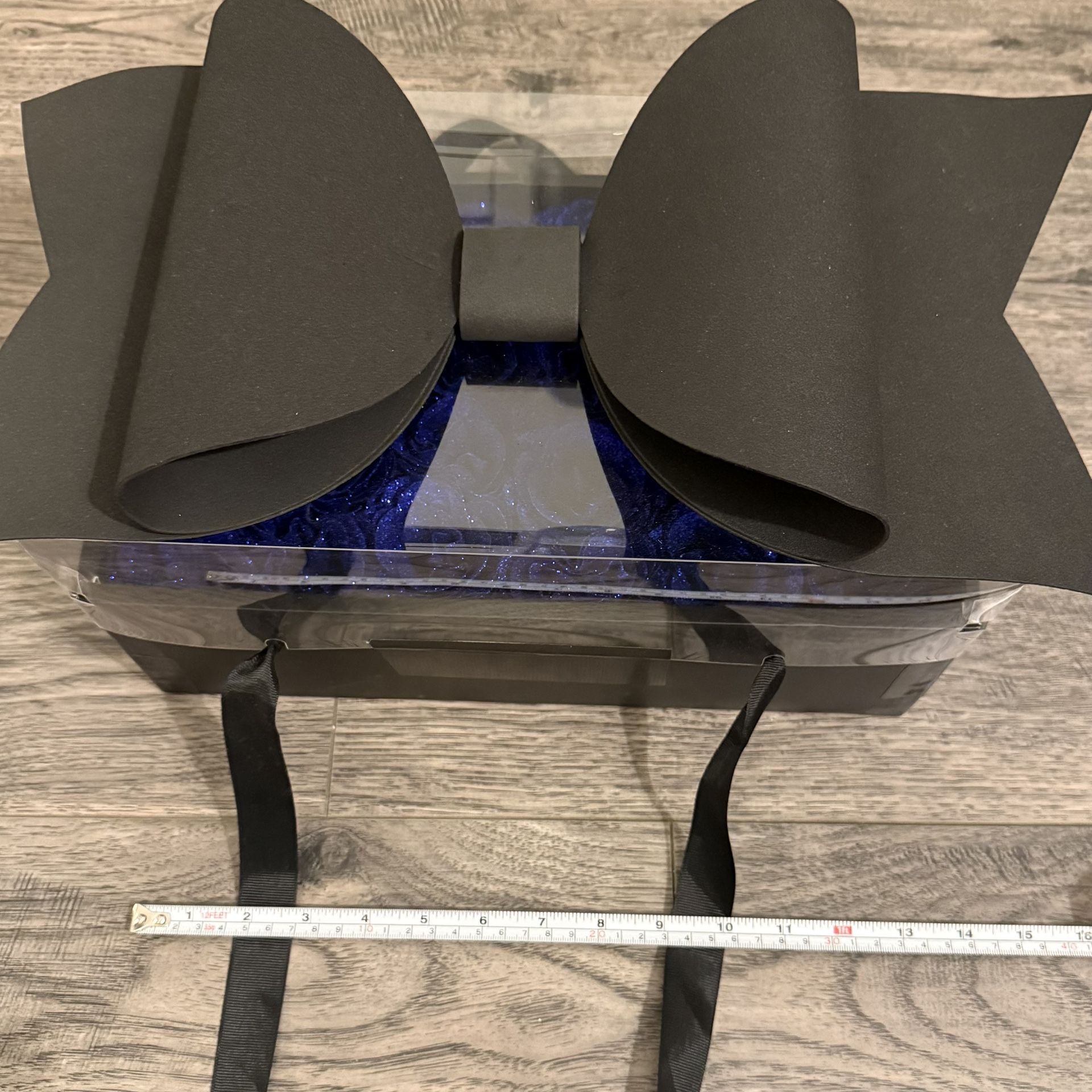 New- 24pcs Glitter blue Roses black Fake Flower Bow Tie Gift Box