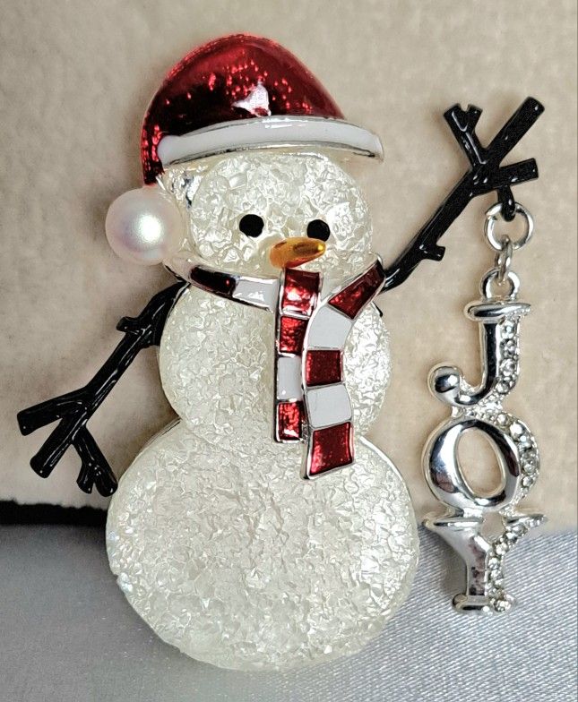 New Vintage Napier Snowman Christmas Brooch