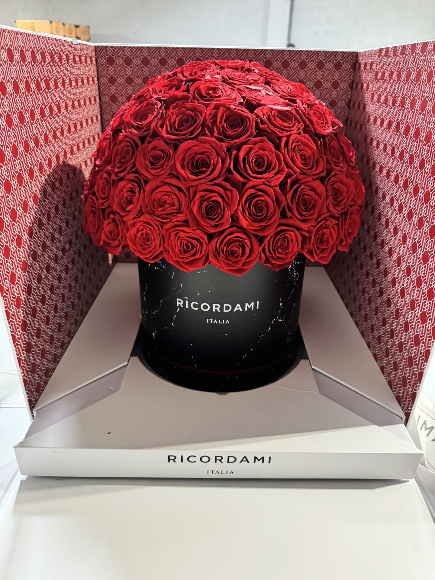 Ricordami Large White Suede Dome Pink Roses