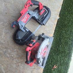 Milwaukee Dual Trigger Band Saw With Milwaukee M18 Brushless  Cicular Saw 