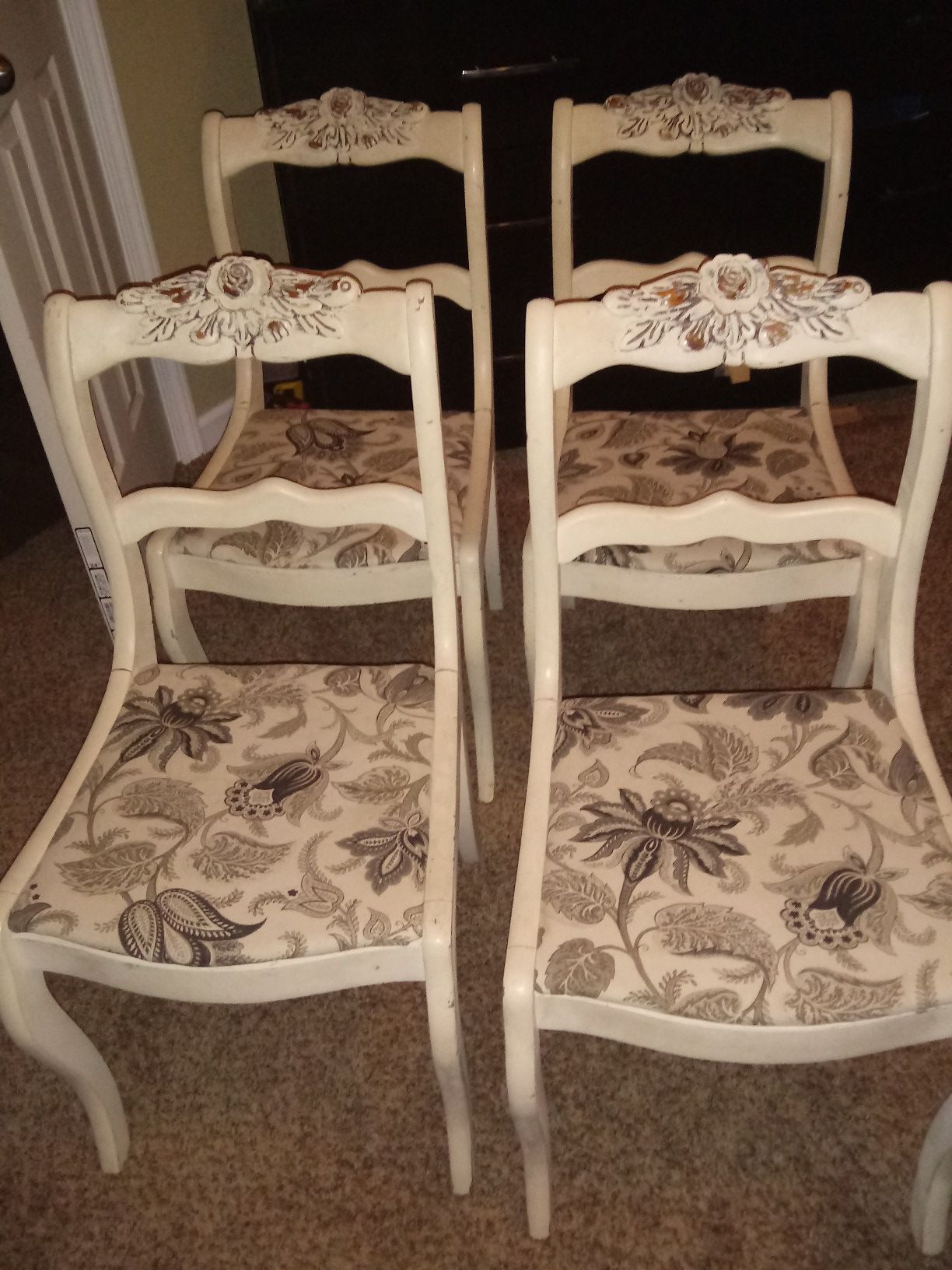 Four rose back antique chairs