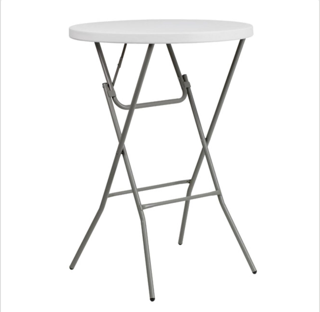 Tall, white and circular 4ft folding table