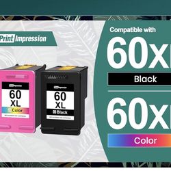 60XL Ink Cartridges Combo Pack Replacement for HP 60 60 XL High Yield Work for PhotoSmart C4780 C4680 C4795 C4640 Deskjet F4480 F4440 F2430 Envy 110 1