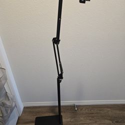 Tablet/Phone Floor Stand (Double Weight Base, Overhead Bed Mount Height Adjustable Arm Stretchable Stand Holder, Compatible with iPad Mini Air Pro)