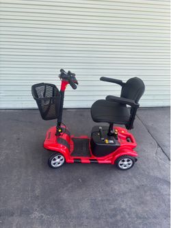 SKRT Mobility Scooter for Adults and Seniors, skmc Rechargeable 4-Wheel Electric Travel Device, Lightweight and Portable, with LED Headlights and Bask