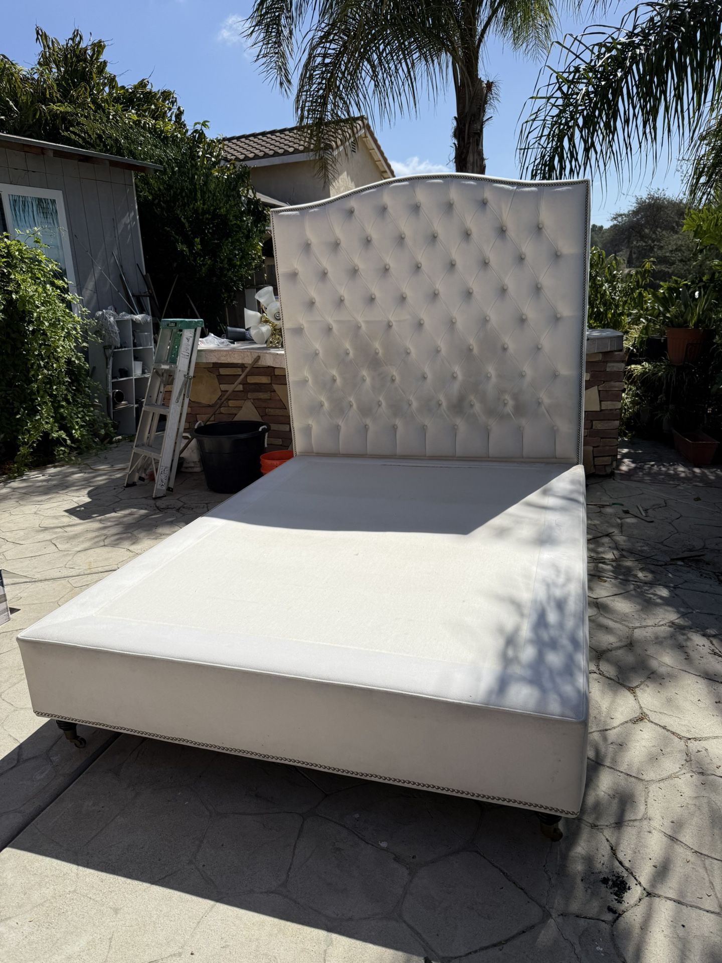 Elegant Cream Upholstered Bed Frame $100
