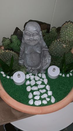 Succulents and cactus with Buddha