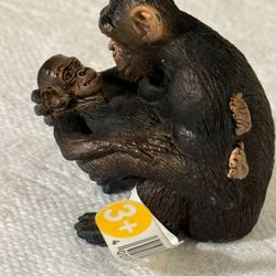 New with tag CHIMPANZEE FEMALE with BABY by Schleich/ toy/ chimp/ 14679/ RETIRED 
