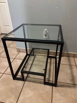 Glass Top Nesting Tables with Black Metal Frame