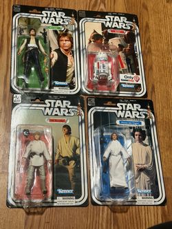 Star Wars Black Series 40th Retro Lot of 4 Luke Skywalker, R5-d4, Han Solo, Princess Leia organa