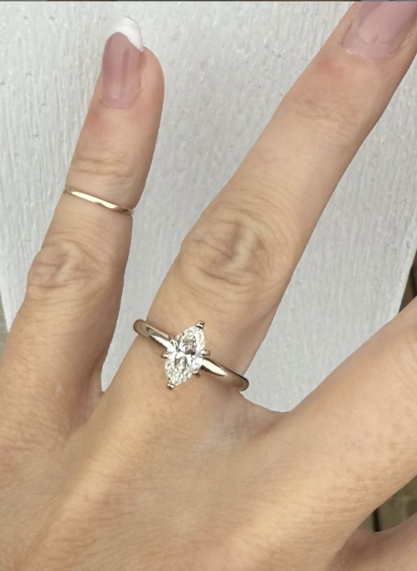 3/4th Ct Natural Marquise Diamond Ring Solitaire Engagement Ring
