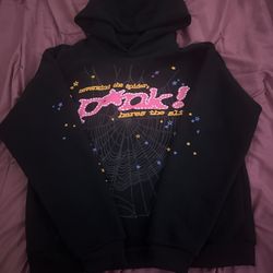 Large black and pink sp5der hoodie