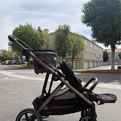 CYBEX Gazelle S Single-to-Double Stroller - Taupe Frame / Moon Black