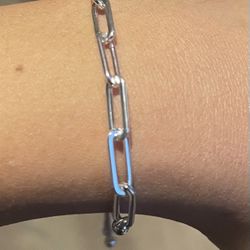 6-9” Adjustable 925 Silver Paperclip Bracelet