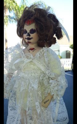 Halloween decor Day of the Dead Doll hand-painted