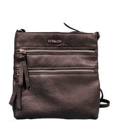 Estalon  black genuine Leather crossbody bag made in 