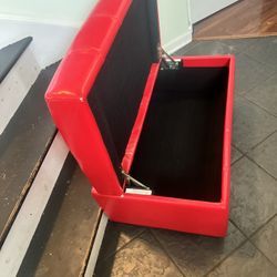 Red two drawer ottoman storage