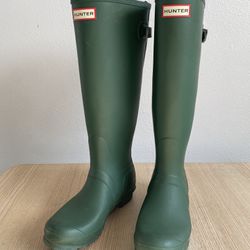 💥 HUNTER Rain Boots Womens 8 Green Adjustable