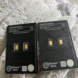 WESSEX MINT BRITANNIA 1/200oz 999.9 FINE GOLD x2