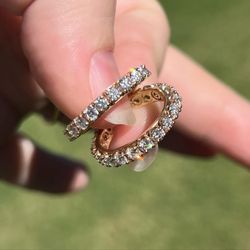 18k Gold & Natural Diamond Hoop Earrings 4+ Carats 