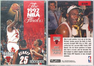 1992 SkyBox Michael Jordan NBA Finals MVP Card #314