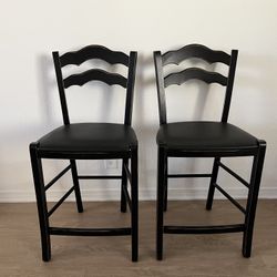 Black Farmhouse Style 24” Barstools, Set Of 2