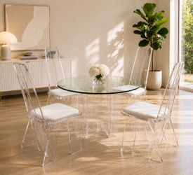Post Modern Dining Set with Lucite Chairs
