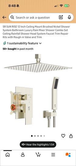 Nickel Shower System Bathroom