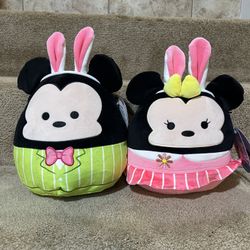 NWT Set of 2 SQUISHMALLOW Disney's 10" EASTER MICKEY and MINNIE MOUSE 