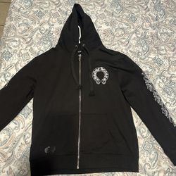 Large Chrome Heart Zip Up Sweater