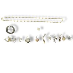 1 LOT OF 38g STERLING SILVER CHARMS , CHAIN, AND 14K CHARM ESTATE JEWELRY