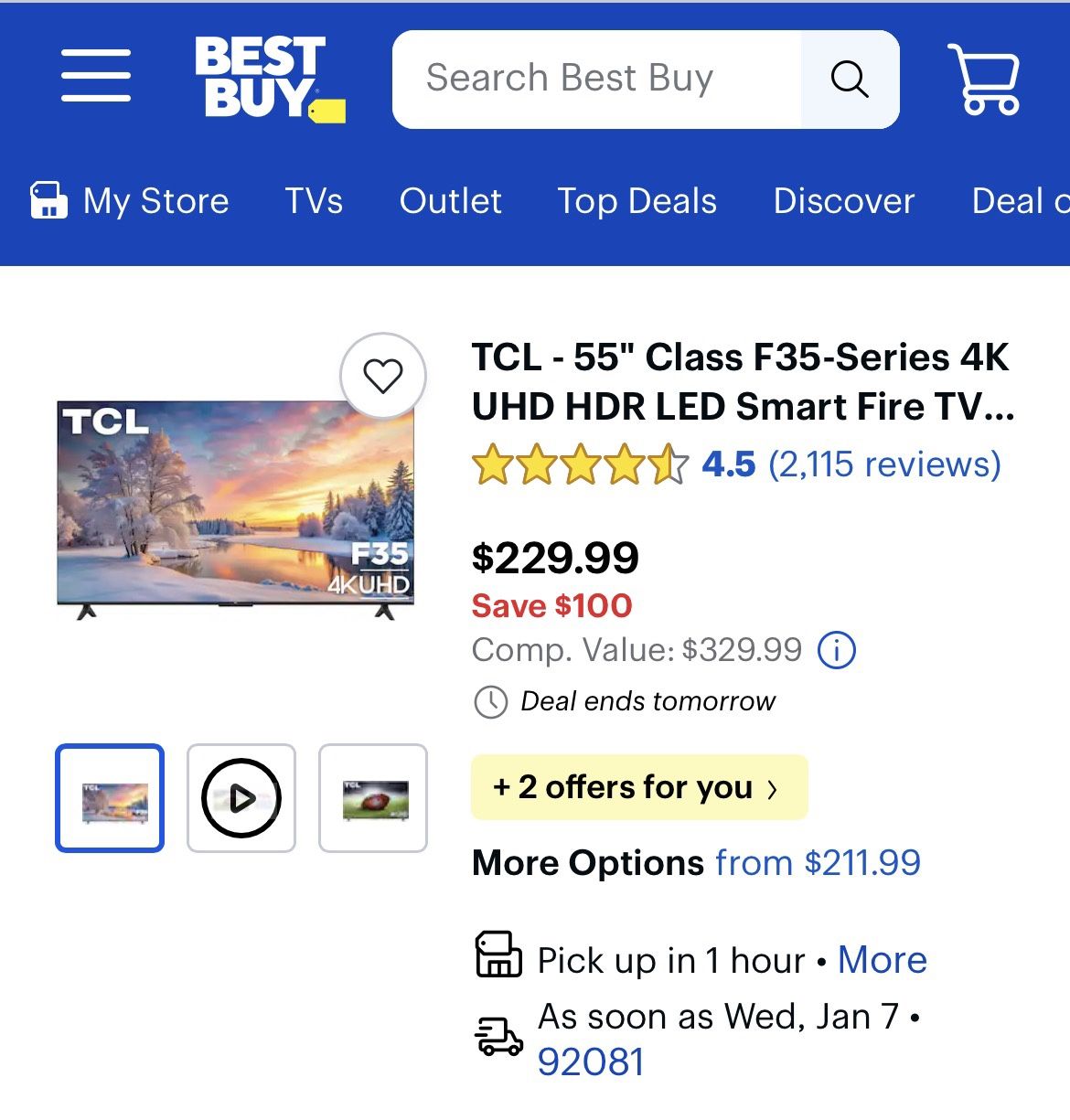 TCL 55F35 55” 4KUHD Smart TV BEST OFFER