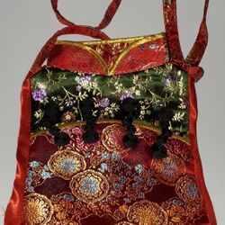 10" X 6" Unique Asian Chinese Dress Style Pouch With Strap