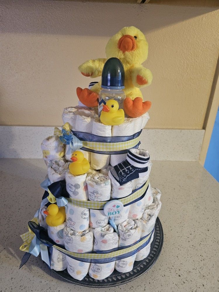 3 Tier Ducks Diapers Cake