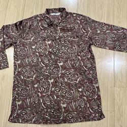 Victoria secret red/green paisley satin nightgown  sleep-shirt. Size L. 