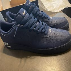 Navy Blue Nike Air Force 1 Leather EMBLEM PACK