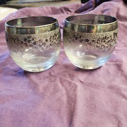 3 Silver Edge Christmas Theme Glasses ( 1 Not Shown)
