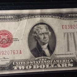 1928 G Red Note $2 Dollar Bill