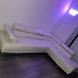 New White Faux Leather Couch 