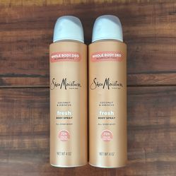 Shea Moisture WHOLE BODY, ALUMINUM FREE Fresh All Over Body Spray:; 72 Hr Odor Control: Coconut & Hibiscus Scent; 4 oz Each (2 For $16)